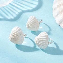 Spiralförmige Fingerringe aus Muschel und Messing für Damen&nbsp;RJEW-TA00239