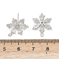 Фурнитура для сережек-гвоздиков из латуни с микропаве из прозрачных кубических цирконий KK-F921-09P