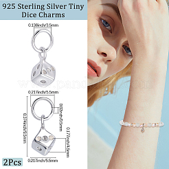 2 шт. 925 подвески в виде игральных костей из стерлингового серебра STER-BBC0008-43