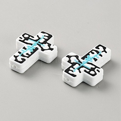 Perline di silicone a forma di croce di Halloween&nbsp;LS-SIL-WH0025-01F