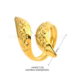 304ステンレススチールカフオープンリング  花  ゴールドカラー  15~20mm&nbsp;WG45159-01