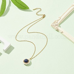 Ожерелье с подвеской из натурального лазурита (окрашенного) и цветов семян&nbsp;NJEW-MZ00019-01