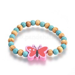 Perles en bois enfants bracelets extensibles&nbsp;BJEW-JB04129-01