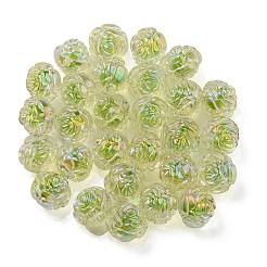 UVメッキレインボー虹色アクリルビーズ  ツートンカラーの二層ビーズ  ローズ  薄緑  15.5x16x15mm  穴：3mm&nbsp;LS-OACR-P010-20F