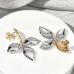 Двухцветные серьги-гвоздики из нержавеющей стали 304 с цветком&nbsp;EJEW-B156-10GP