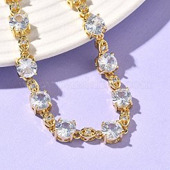 Браслет из цепочек с плоскими круглыми и овальными звеньями из прозрачного кубического циркония&nbsp;BJEW-G773-07G