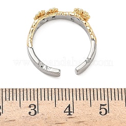 Latón micro pave anillos de brazalete de circonio cúbico&nbsp;RJEW-G364-01GP-03