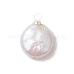 Плоские круглые подвески из натурального жемчуга кеши&nbsp;PALLOY-JF05077-02