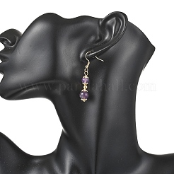 Круглые серьги-подвески из натуральных смешанных камней EJEW-JE06822