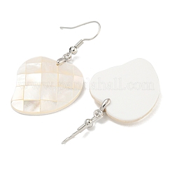 Orecchini pendenti in ottone placcato bianco naturale con conchiglia&nbsp;EJEW-N055-52G