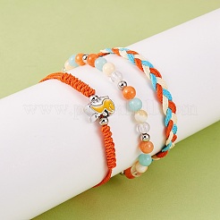 Набор браслетов с плетеным шнуром из вощеной полиэфирной нити&nbsp;BJEW-SW00032-04