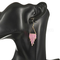 Orecchini pendenti con nappe in vetro e acciaio inossidabile 304&nbsp;EJEW-MZ00828