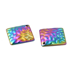 イオンプレーティング（IP）304ステンレスペンダント  テクスチャ  ひし形チャーム  虹色  19.5x19.5x2mm  穴：1.2mm&nbsp;STAS-A070-06MC