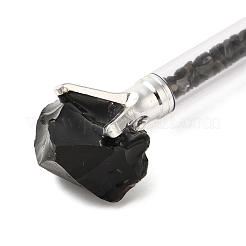 Penna a sfera con chip di ossidiana naturale grezza&nbsp;AJEW-G063-01D