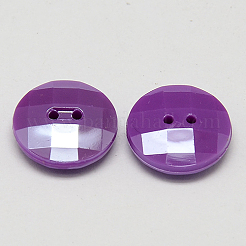 台湾アクリルボタン  パール光沢  多面カット  2穴  フラットラウンド  パープル  15x5mm  穴：1mm&nbsp;BUTT-F022-15mm-C14