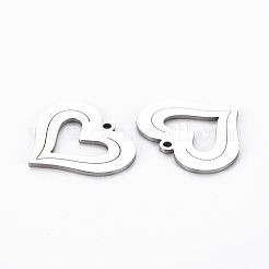 変色しない201ステンレススチールペンダント  切る  ハート  ステンレス鋼色  17.5x20.5x1mm  穴：1.4mm&nbsp;STAS-Q240-088P
