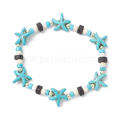 Синтетическая бирюза и натуральные бусины из лавы&nbsp;BJEW-JB11988-03