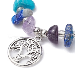Bracelets de perles tressées avec pierres précieuses naturelles et synthétiques chakra&nbsp;BJEW-JB09824-04