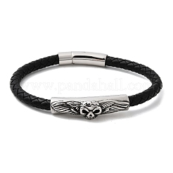 Плетеные браслеты из кожаного шнура из микрофибры BJEW-A092-01C-AS