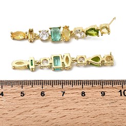 Прямоугольные серьги-гвоздики из латуни с микропаве и цирконием EJEW-Z153-01G-01