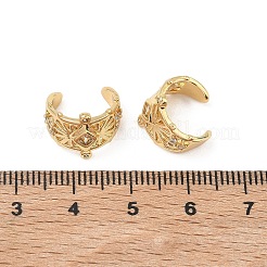 Pendientes de brazalete en forma de C con rombos de latón y micro pavé de circonitas cúbicas transparentes.&nbsp;EJEW-L316-01G-03