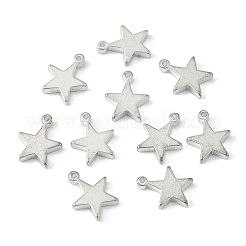 真鍮製チャーム  スター  銀色のメッキ  12x10mm  穴：1.2mm&nbsp;KK-WH0040-01S