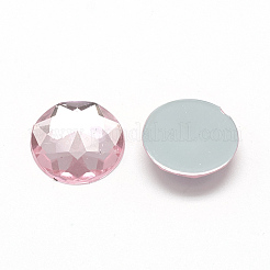 アクリルラインストーンフラットバックカボション  多面カット  底面銀メッキ  半円/ドーム  ピンク  6x2.5mm&nbsp;GACR-Q008-6mm-14