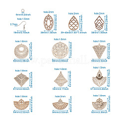 48шт 12 стиля неокрашенные натуральные деревянные большие подвески&nbsp;WOOD-MP0001-01