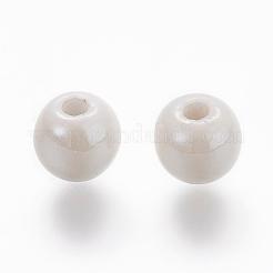 Перламутровый фарфоровые ручной круглых бусин&nbsp;PORC-S489-6mm-01