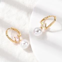 Круглые серьги-кольца из латуни и стекла EJEW-P331-01G