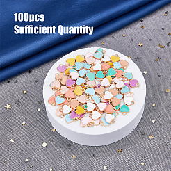 100本10色合金エナメルチャーム  ハート  ライトゴールド  ミックスカラー  12x10x2mm  穴：2mm  10個/カラー&nbsp;ENAM-HY0001-07