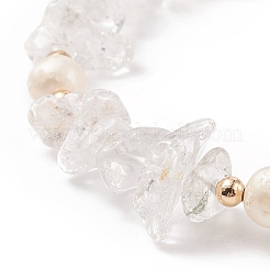 Scaglie di cristallo di quarzo naturale e braccialetto scorrevole con perline&nbsp;BJEW-JB08334-05