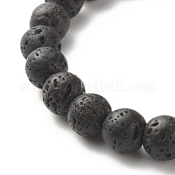 Set di braccialetti elastici a energia energetica con perle rotonde in pietra lavica naturale e ematite sintetica non magnetica&nbsp;BJEW-JB07051-01