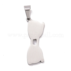 304ステンレススチールエナメルペンダント  サングラス  ステンレス鋼色  35x12x2mm  穴：9x5mm&nbsp;STAS-D188-02P