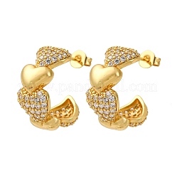 Orecchini a bottone in ottone con zirconi chiari e micro pavè&nbsp;EJEW-D322-07G-01