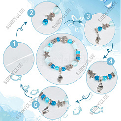 Набор для самостоятельного изготовления эластичного браслета на океанскую тематику DIY-SC0021-55
