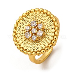 Латунные микро проложить манжеты кольца кубического циркония RJEW-D323-05G
