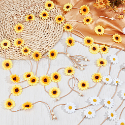 2 шт. 2-х цветная тканевая повязка на голову в стиле хиппи с подсолнухом и цветочным венком OHAR-CP0001-15