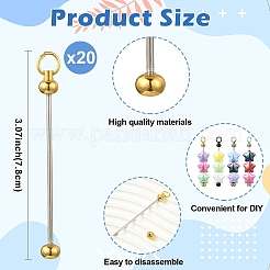 鉄製ビーズキーホルダーバー20個、ジュエリー作り、DIYクラフト用  ブラック  7.8cm&nbsp;IFIN-YW0003-98A