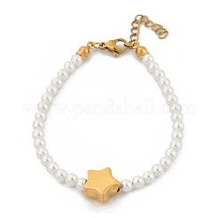 Пластиковые браслеты из искусственного жемчуга для женщин&nbsp;BJEW-M056-10G-02