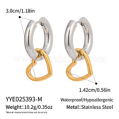 Zweifarbige Creolen aus Edelstahl mit Herz&nbsp;LS-YB7008-2