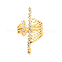 Offene Manschettenringe aus Messing mit Mikropavé und klaren kubischen Zirkonia&nbsp;RJEW-U009-08G-03
