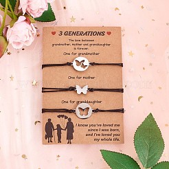 3шт. набор из 3 браслетов-бабочек из нержавеющей стали 430 JB725A