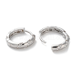 Orecchini a cerchio in ottone con zirconi cubici chiari micro pavè&nbsp;EJEW-C121-01P