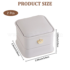 2 Stück quadratische Geschenkbox für Ringe aus PU-Leder&nbsp;LBOX-CL0001-06