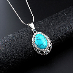 Овальные синтетические бирюзовые подвески FS-WG72607-01