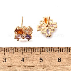 Латунные микро проложить серьги стержня кубического циркония&nbsp;EJEW-R018-10G-02