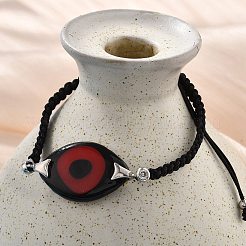 Braccialetti acrilici con maglie anti-malocchio&nbsp;BJEW-U027-01P