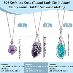 3 шт. 3 стиля 304 нержавеющая сталь кубовидная цепочка макраме мешочек пустой держатель для камня изготовление ожерелья&nbsp;NJEW-BBC0001-41P
