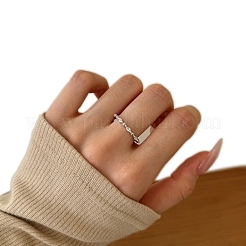 Кольца для женщин из стерлингового серебра 925 пробы с микропаве из кубических цирконий с родиевым покрытием RJEW-K253-09P